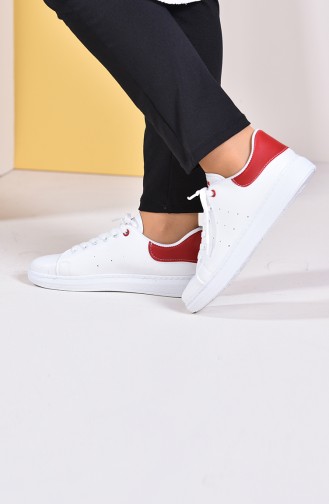 Bayan Spor Ayakkabı 2019-01 Beyaz Kırmızı