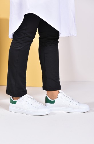 Chaussures Sport Pour Femme 2019-02 Blanc Vert 2019-02