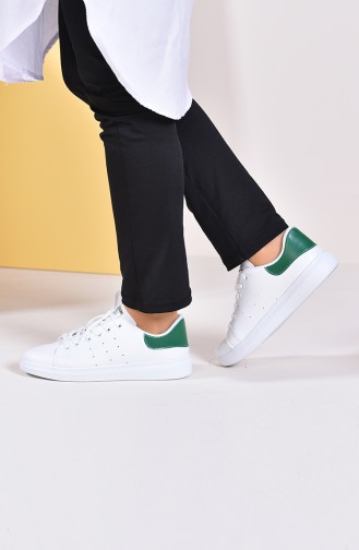 Chaussures Sport Pour Femme 2019-02 Blanc Vert 2019-02