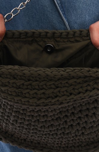 حقيبة كتف نسائية قطن مُحاك بتصميم مُطبع  2012-01 لون أخضر كاكي 2012-01
