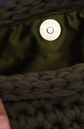 Cotton Knitted Flower Detailed Shoulder Bag 2019-01 Khaki Green 2019-01