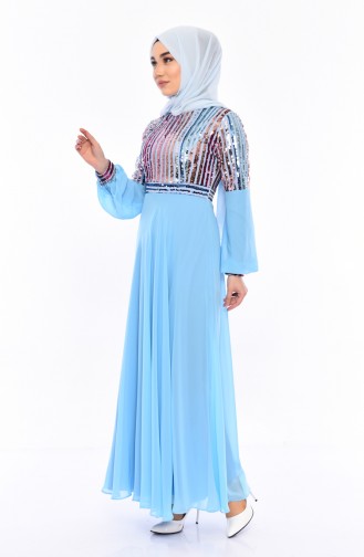 Robe de Soirée a Paillettes 81683-04 Bleu 81683-04