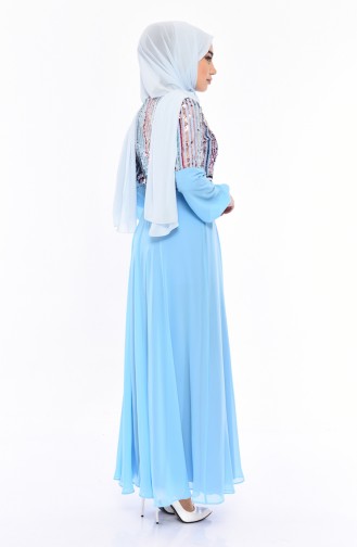 Robe de Soirée a Paillettes 81683-04 Bleu 81683-04