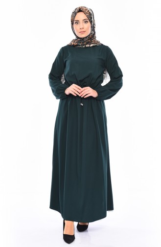 فستان بتصميم مزموم عند الخصر 1200-03 لون اخضر زمردي 1200-03