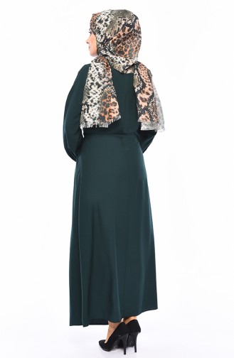 فستان بتصميم مزموم عند الخصر 1200-03 لون اخضر زمردي 1200-03