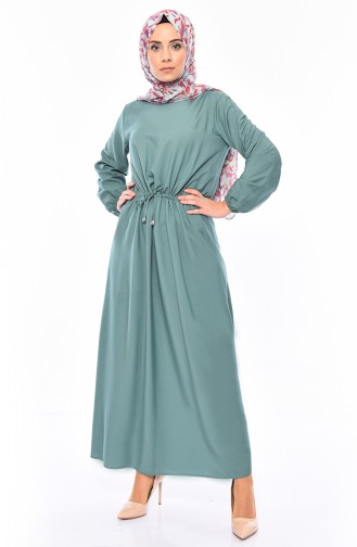فستان بتصميم مزموم عند الخصر 1200-04 لون اخضر 1200-04