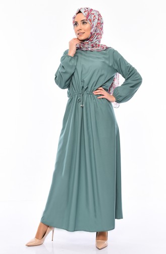 فستان بتصميم مزموم عند الخصر 1200-04 لون اخضر 1200-04