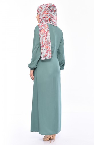 Beli Büzgülü Elbise 1200-04 Çağla Yeşili
