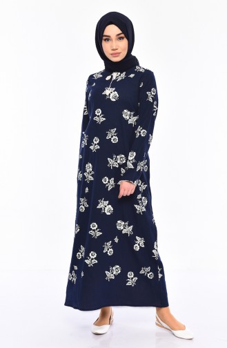 Navy Blue Hijab Dress 0450-01