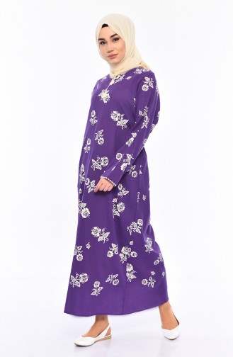 Pattern Gauze Fabric Dress 0450-02 Purple 0450-02