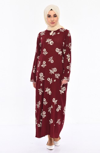 Pattern Gauze Fabric Dress 0450-03 Bordeaux 0450-03