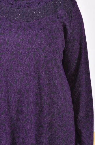 Large Size Stone Printed Dress 4426D-02 Purple 4426D-02