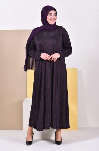 Large Size Stone Printed Dress 4426E-04 Dark Purple 4426E-04