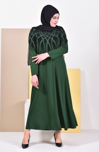Grün Hijab Kleider 4833-09