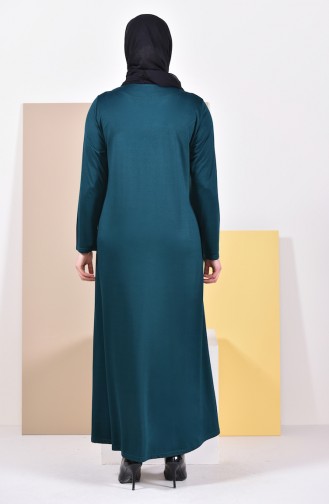 فستان مزين باحجار لامعة وبمقاسات كبيرة 4841-14 لون اخضر زمردي داكن 4841-14
