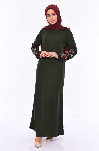 Khaki Hijab Dress 4009-02