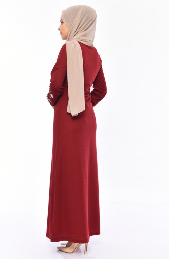 Claret Red Hijab Dress 4009-03