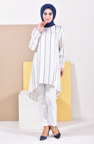 Dilber Natural Fabric Tunic 1158-01 Navy Cream 1158-01