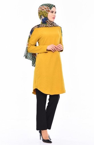 Embossed Patterned Tunic 1070-02 Mustard 1070-02