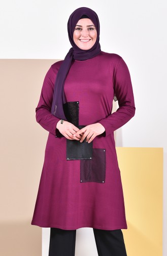 Payet Detaylı Tunik 5886-05 Mürdüm