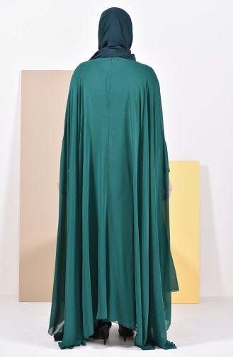 فستان سهرة بتفاصيل من الترتر بمقاسات كبيرة 1003-01 لون اخضر زُمردي 1003-01