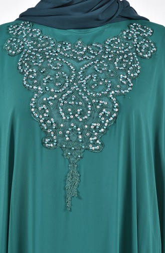 Robe de Soirée Perlées Grande Taille 1003-01 Vert emeraude 1003-01