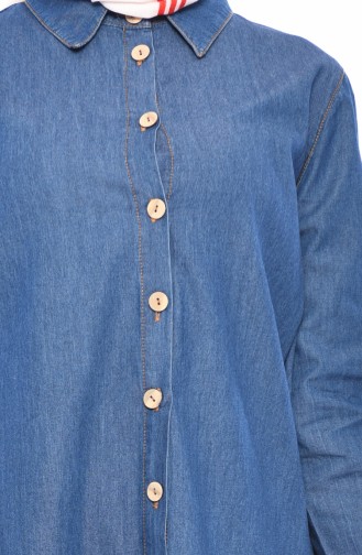 تونيك جينز بتصميم أزرار 5061-01 لون أزرق جينز 5061-01