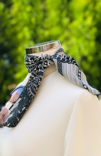 Foulard Crêpe a Motifs 52104-01 Noir Blanc 52104-01