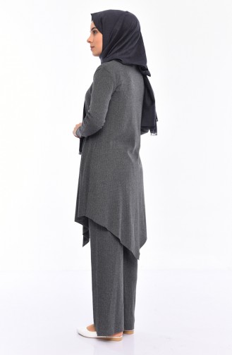 Asimetrik Tunik Pantolon İkili Takım 3399-07 Gri