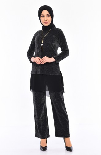 Necklace Tunic Pants Binary Suit 1310-03 Black 1310-03