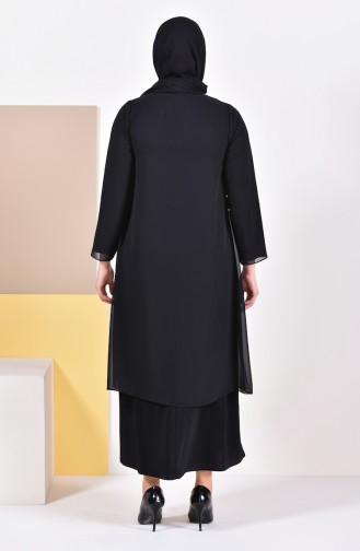 Schwarz Hijab-Abendkleider 1046-01