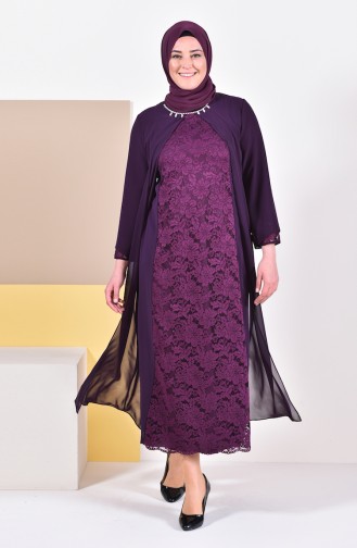 Plus Size Stones Evening Dress 1049-02 Purple 1049-02