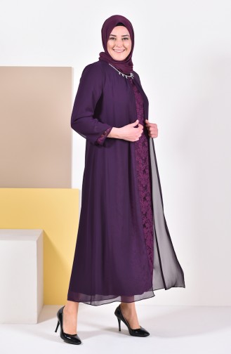 Plus Size Stones Evening Dress 1049-02 Purple 1049-02