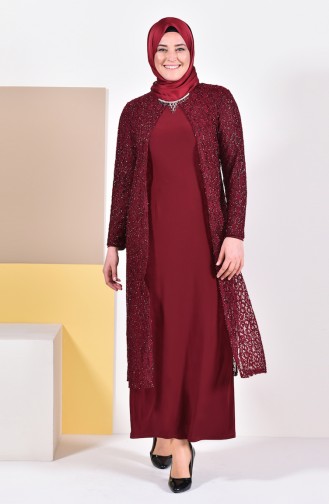 Robe de Soirée Grande Taille 1062-05 Bordeaux 1062-05