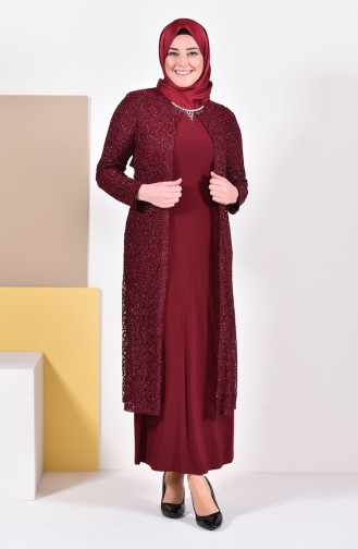 Robe de Soirée Grande Taille 1062-05 Bordeaux 1062-05