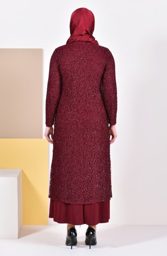 Robe de Soirée Grande Taille 1062-05 Bordeaux 1062-05