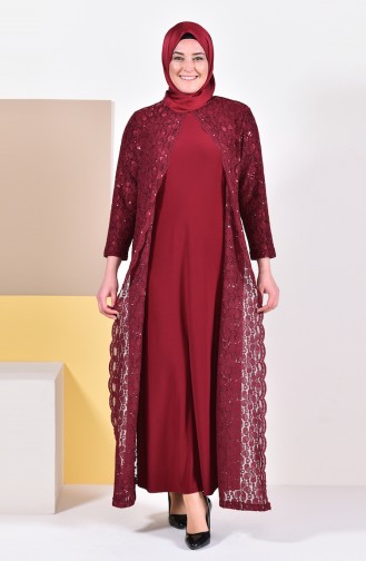 Robe de Soirée Grande Taille 6004-04 Bordeaux 6004-04