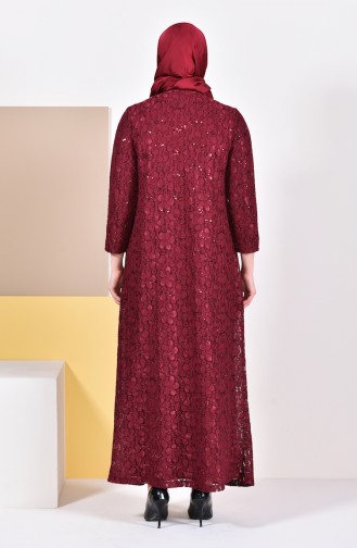 Claret Red Hijab Evening Dress 6004-04