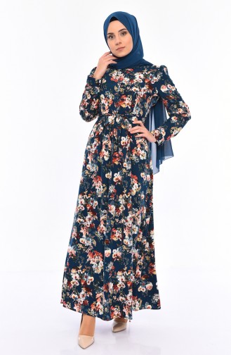 فستان كاجوال بتصميم مورُد 2057-01 لون اخضر زمردي 2057-01