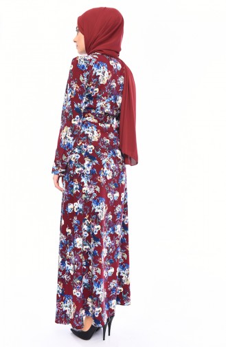 Flower Patterned Dress 2057-02 Purple 2057-02