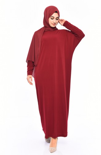 فستان ساندي واكمام واسعة 9020-03 لون خمري 9020-03