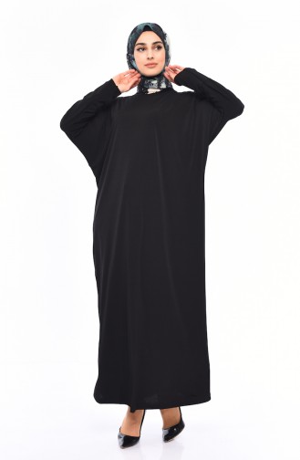 Yarasa Kol Sandy Elbise 9020-05 Siyah