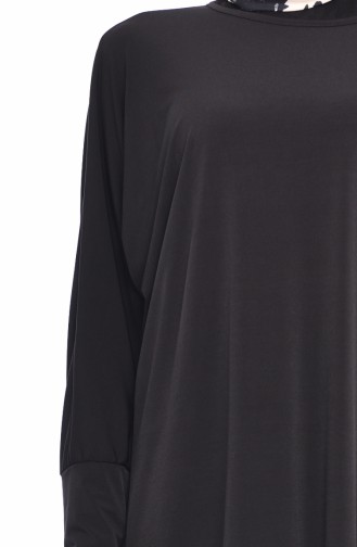 Yarasa Kol Sandy Elbise 9020-05 Siyah