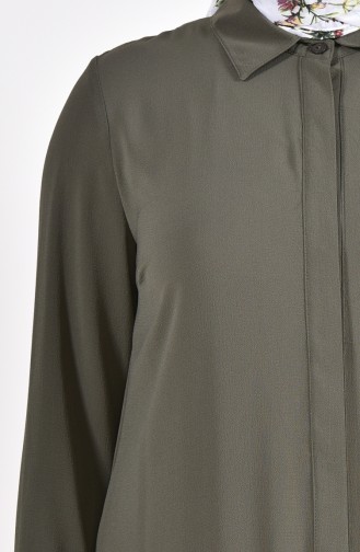 Large Size Hidden Buttoned Tunic 7235-03 Khaki 7235-03