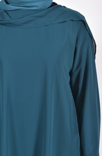 Large Size Collar Detail Tunic 7259-04 Emerald Green 7259-04