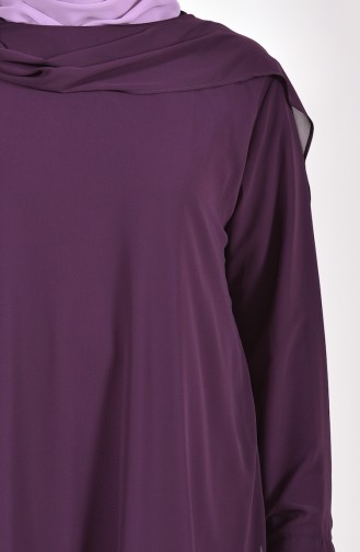 Large Size Collar Detail Tunic 7259-05 Purple 7259-05