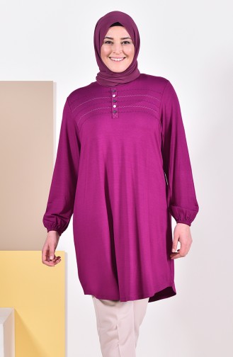 Large Size Embroidered Tunic 50515-02 Plum 50515-02