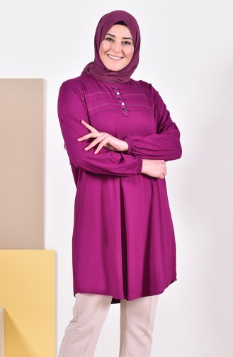 Large Size Embroidered Tunic 50515-02 Plum 50515-02