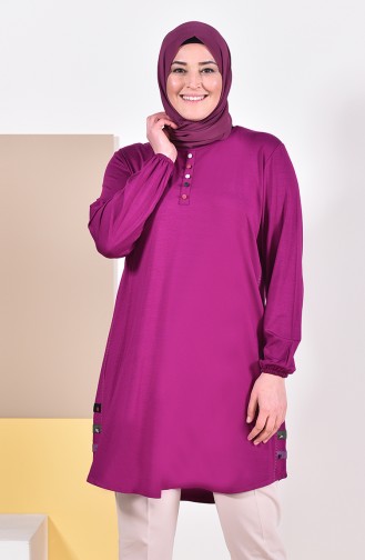 Large Size Buttons Detailed Tunic 50549-04 Plum 50549-04