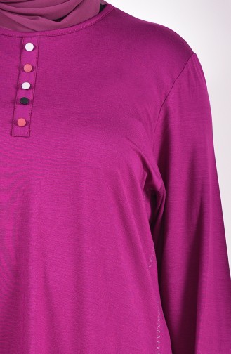 Large Size Buttons Detailed Tunic 50549-04 Plum 50549-04